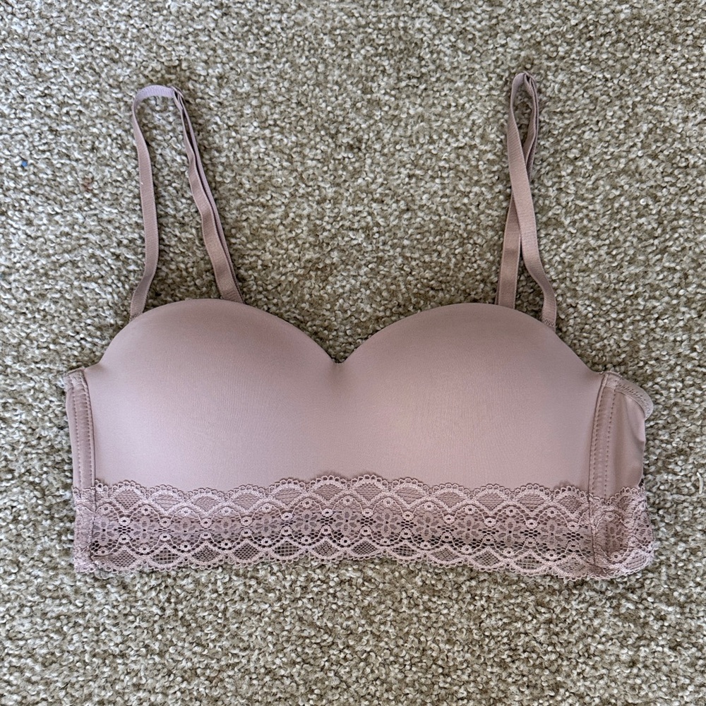 Rene Rofe Lace Trimmed Bra in Mauve